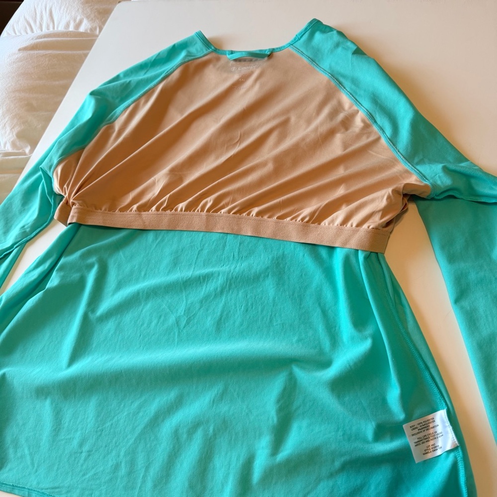 Coolibar LumaLeo Long Sleeve T-Shirt with Thumbholes in Blue Curacao size XXL - Picture 11 of 15